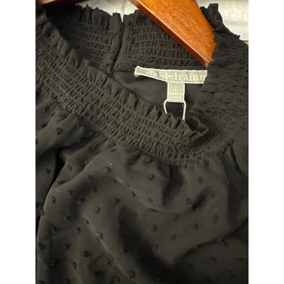 Daniel Rainn NWT Black Adonis Halter Top Large Dot Textured Mock Neck Blouse - Picture 4 of 5
